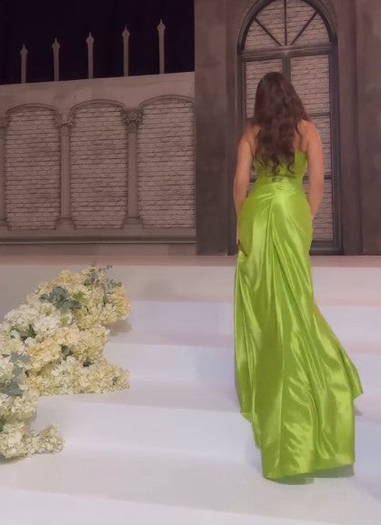 Sexy Green Strapless Mermaid Classy Dress Sweetheart Classy Evening Dress Elegant Satin Long Classy Prom Dress