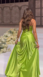 Sexy Green Strapless Mermaid Classy Dress Sweetheart Classy Evening Dress Elegant Satin Long Classy Prom Dress