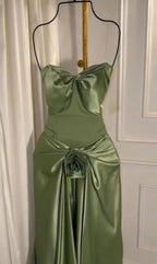 Sexy Green Strapless Mermaid Classy Dress Sweetheart Classy Evening Dress Elegant Satin Long Classy Prom Dress
