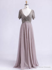 Sexy Half Sleeves Floor Length V-Neck Mother Of The Bride Dresses