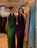 Sexy Halter Ombre Green Chiffon Backless Long Classy Prom Dress Classy Evening Dress