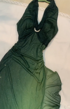 Sexy Halter Ombre Green Chiffon Backless Long Classy Prom Dress Classy Evening Dress