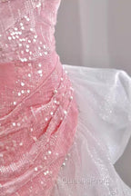 Sexy High Low Off The Shoulder Pink Velvet Evening Prom Dress