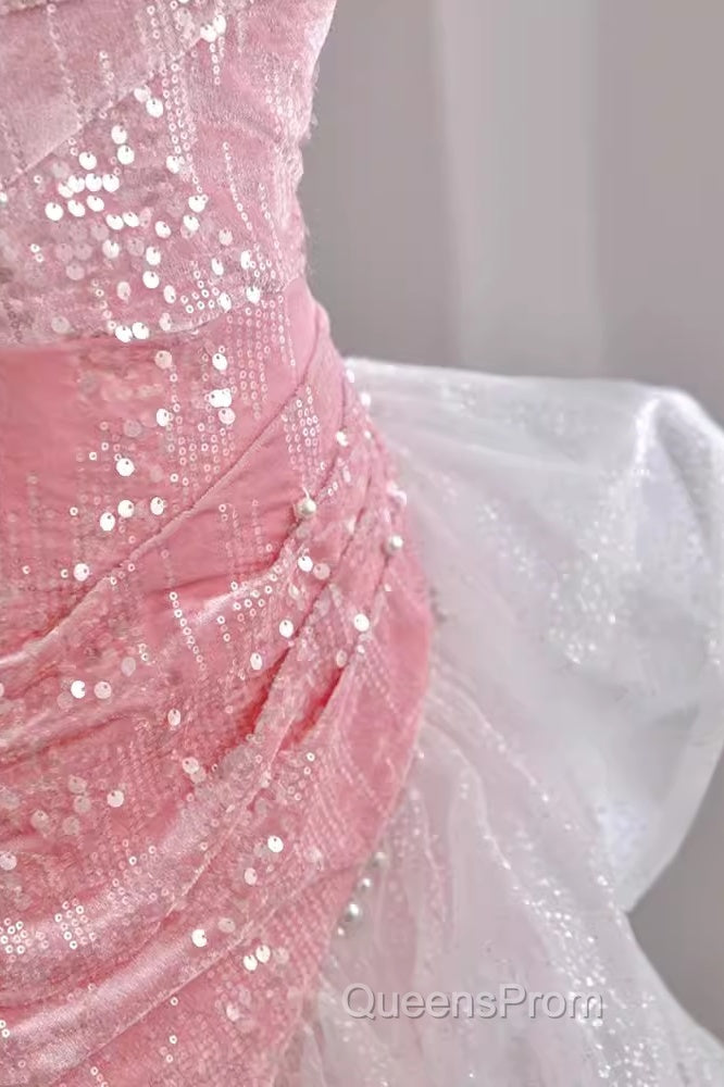Sexy High Low Off The Shoulder Pink Velvet Evening Prom Dress