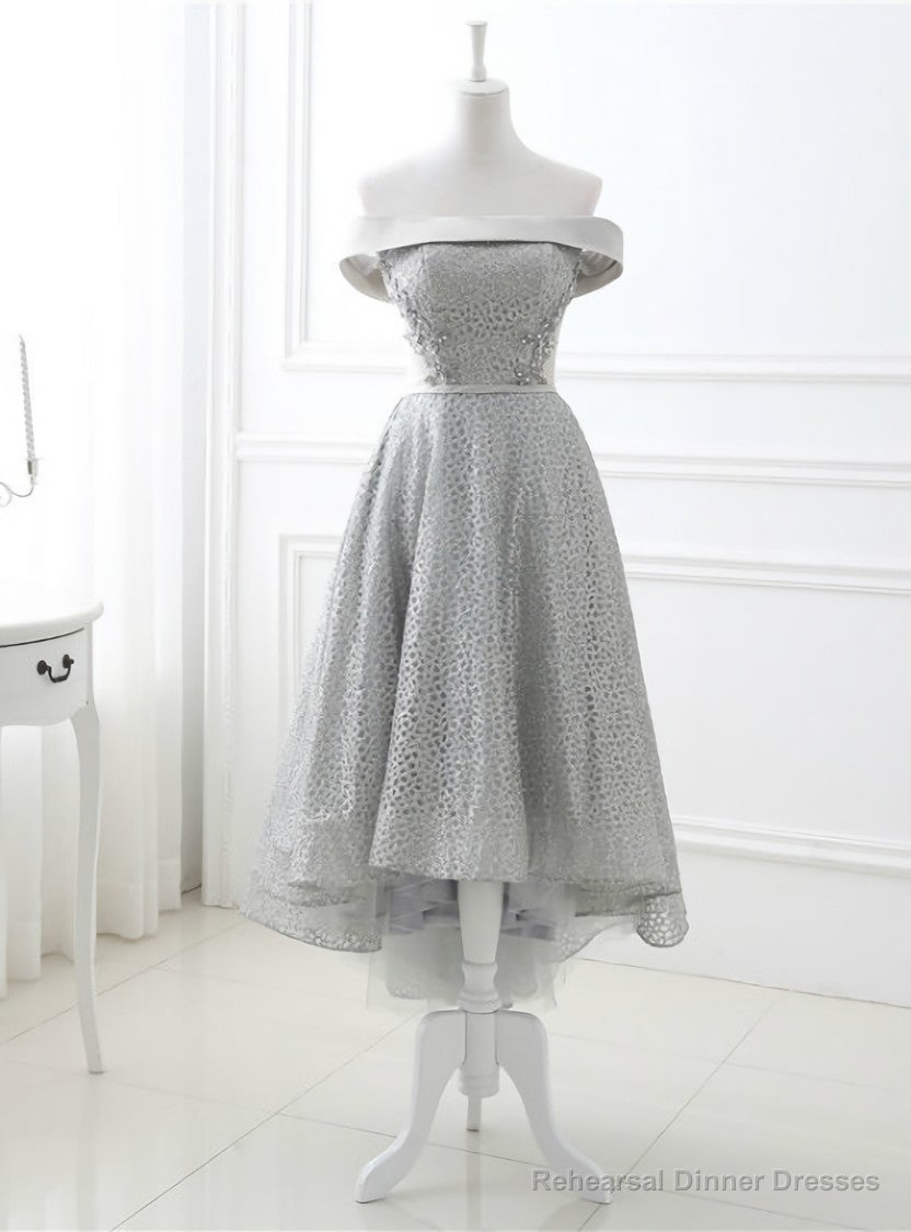 Sexy High Low Prom Dress Off the Shoulder Prom Dresses Main image