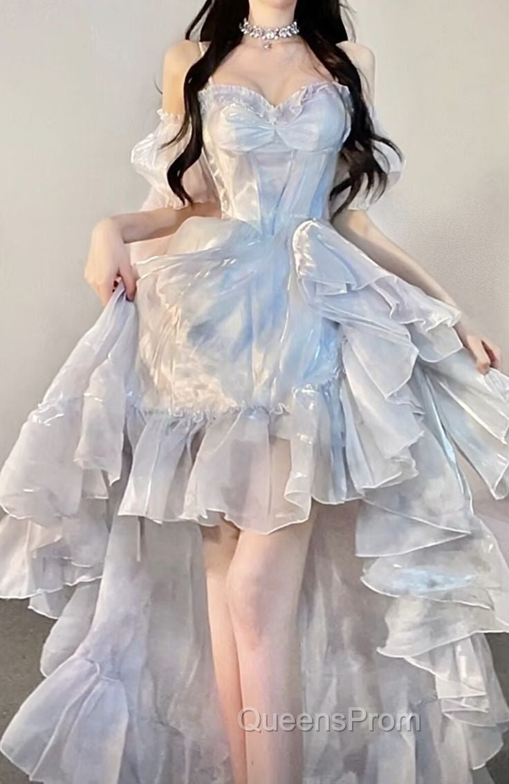 Sexy High Low Straps Blue Evening Prom Dress 21Th Birthday Outfit Secondary image
