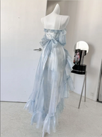 Sexy High Low Straps Blue Classy Prom Dress 21Th Birthday Outfit