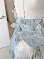 Sexy High Low Straps Blue Classy Prom Dress 21Th Birthday Outfit