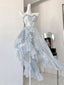 Sexy High Low Straps Blue Classy Prom Dress 21Th Birthday Outfit