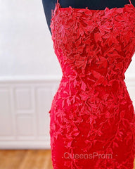 Sexy Long Lace Red Evening Prom Dress Open Back