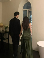 Sexy Mermaid Green Party Dress Satin Classy Prom Dress
