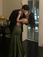 Sexy Mermaid Green Party Dress Satin Classy Prom Dress