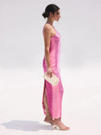 Sexy Mermaid Halter Hot Pink Long Classy Prom Dress
