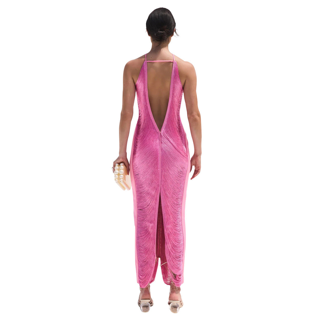 Sexy Mermaid Halter Hot Pink Long Classy Prom Dress
