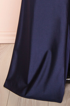 Sexy Mermaid Halter Sleeveless Navy Blue Long Classy Prom Dress