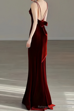 Sexy Mermaid Long Burgundy Prom Dress Evening Dresses