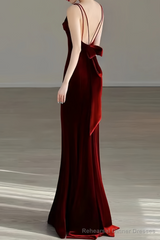 Sexy Mermaid Long Burgundy Prom Dress Evening Dresses