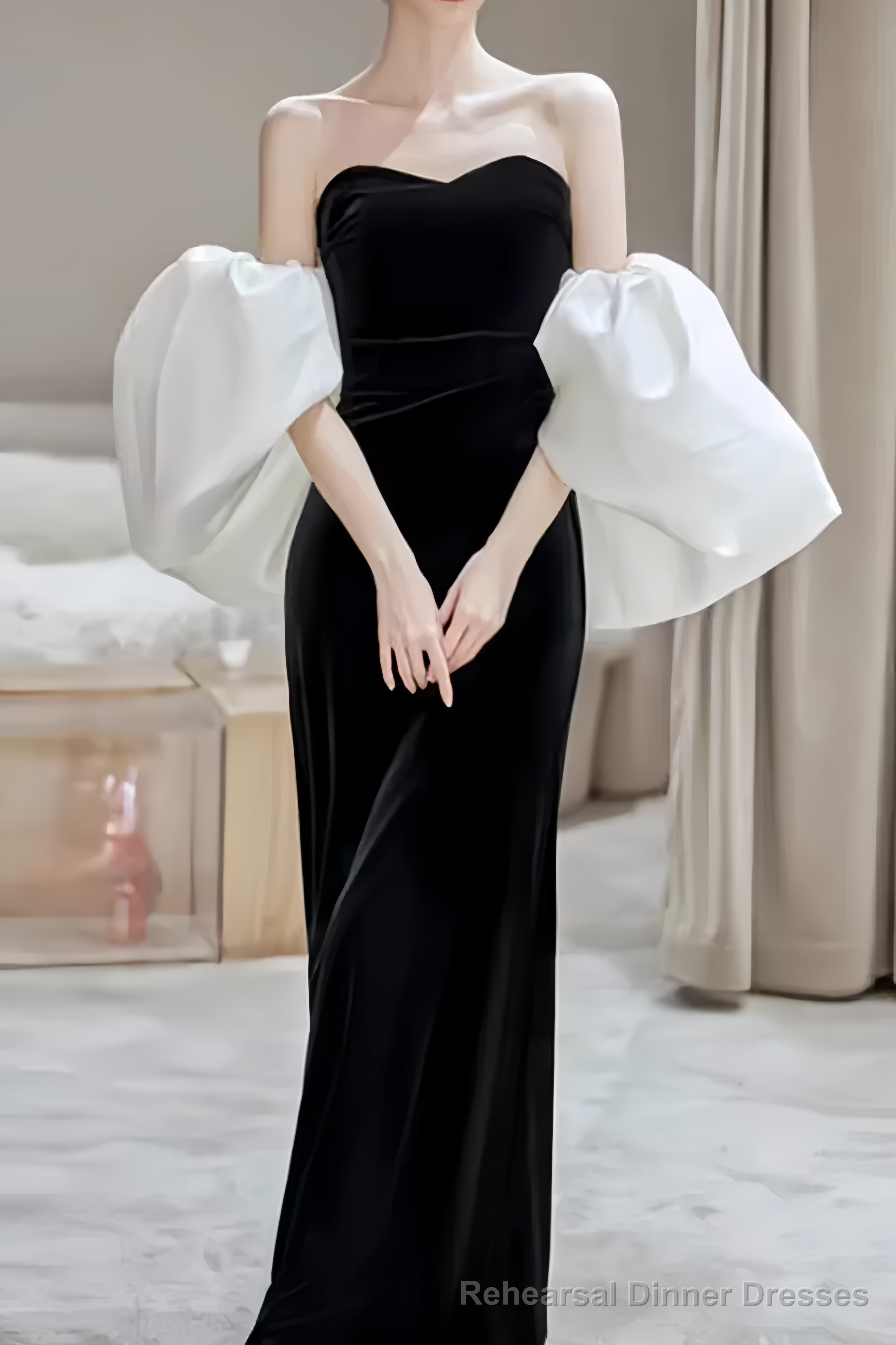 Sexy Mermaid Off The Shoulder Black Prom Dresses Long Prom Dress Main image