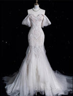 Sexy Mermaid Off The Shoulder White Lace Long Wedding Dress Brides Dress