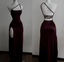 Sexy Mermaid One Shoulder Floor Length Burgundy Backless Classy Evening Dress Classy Prom Dress