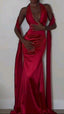 Sexy Mermaid Bright Red V Neckline Classy Prom Dress 22Th Birthday Outfits