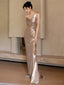 Sexy Mermaid Sequin Backless Floor Length Evening Dress Prom Dresses