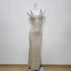 Sexy Mermaid Silver Sequin Classy Evening Party Dress Birthday Outfits