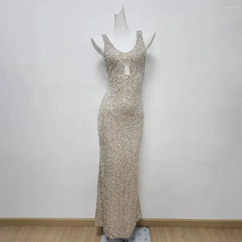 Sexy Mermaid Silver Sequin Classy Evening Party Dress Birthday Outfits
