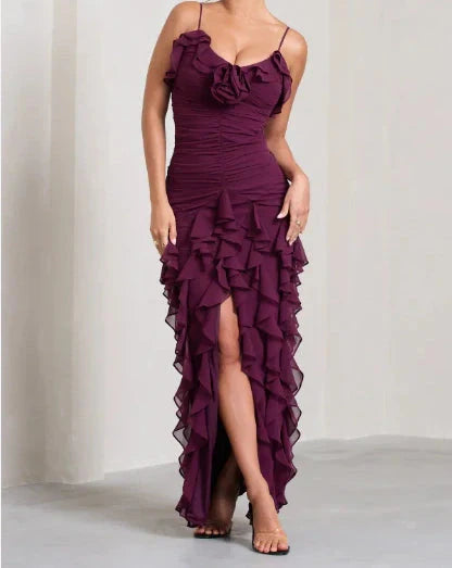 Sexy Mermaid Spaghetti Straps Ankle Length Chiffon Classy Evening Dress Classy Prom Dress
