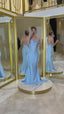 Sexy Mermaid Spaghetti Straps Blue Sequin Long Classy Prom Dress Long Party Dress