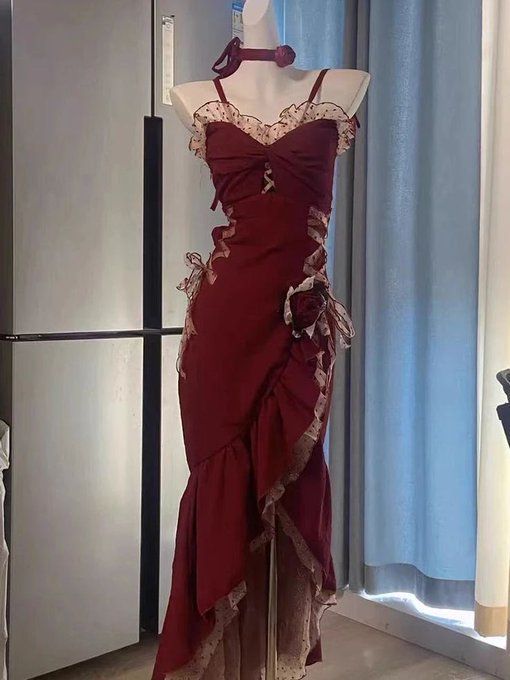 Sexy Mermaid Spaghetti Straps Burgundy Long Classy Evening Dress Classy Prom Dress Main image