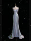 Sexy Mermaid Spaghetti Straps Sequin Silver Classy Evening Gowns Long Classy Prom Dress