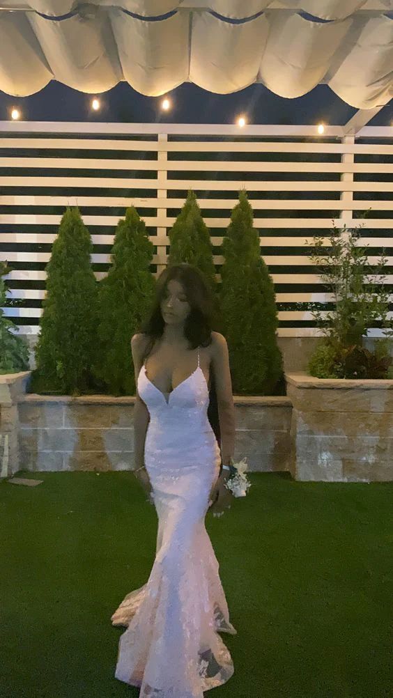 Sexy Mermaid Spaghetti Straps Sleeveless Lace Pink Classy Prom Dress Birthday Outfit Main image