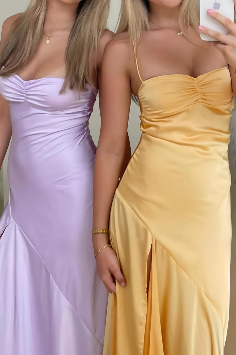 Sexy Mermaid Spaghetti Straps Sleeveless Party Dress Yellow Classy Prom Dress Secondary image