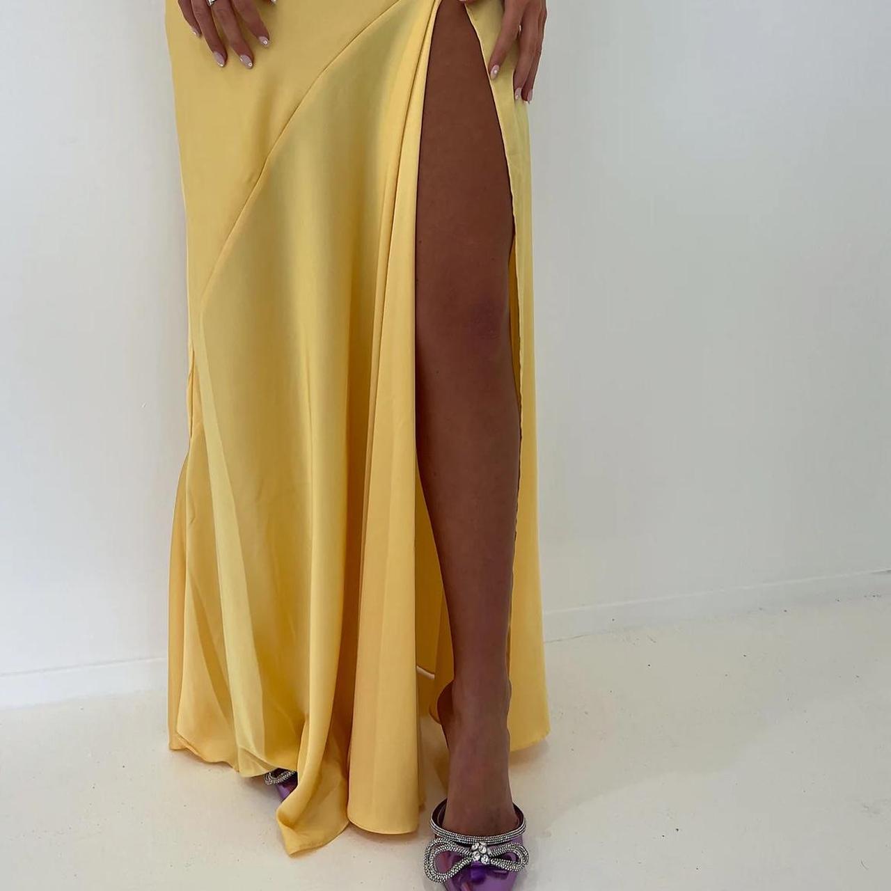 Sexy Mermaid Spaghetti Straps Sleeveless Party Dress Yellow Classy Prom Dress