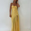 Sexy Mermaid Spaghetti Straps Sleeveless Party Dress Yellow Classy Prom Dress