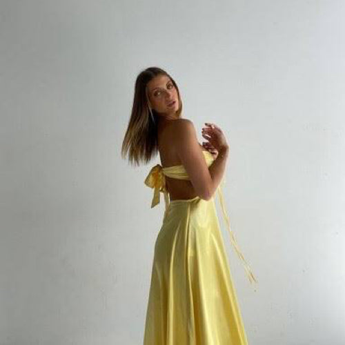 Sexy Mermaid Spaghetti Straps Yellow Classy Prom Dress 21Th Birthday Outfit