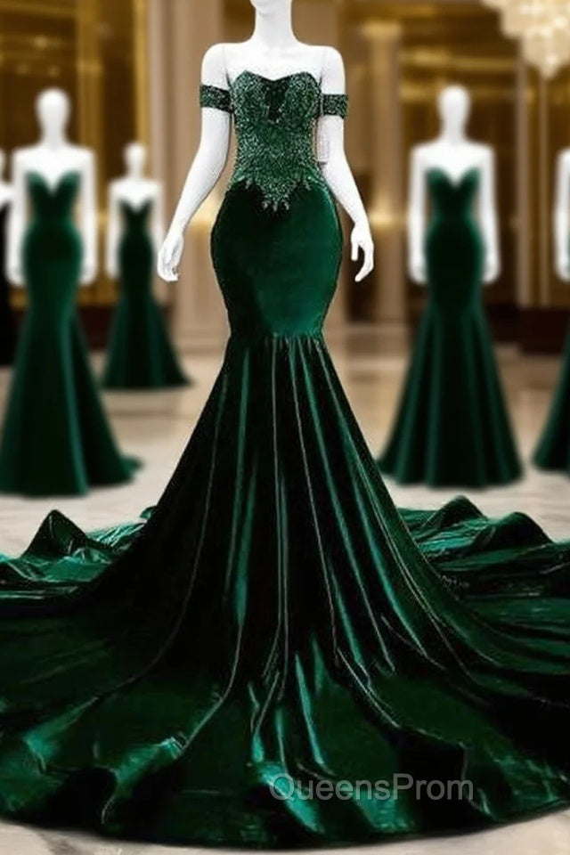 Sexy Mermaid Strapless Long Dark Green Evening Prom Dress Evening Dress Main image