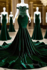 Sexy Mermaid Strapless Long Dark Green Evening Prom Dress Evening Dress