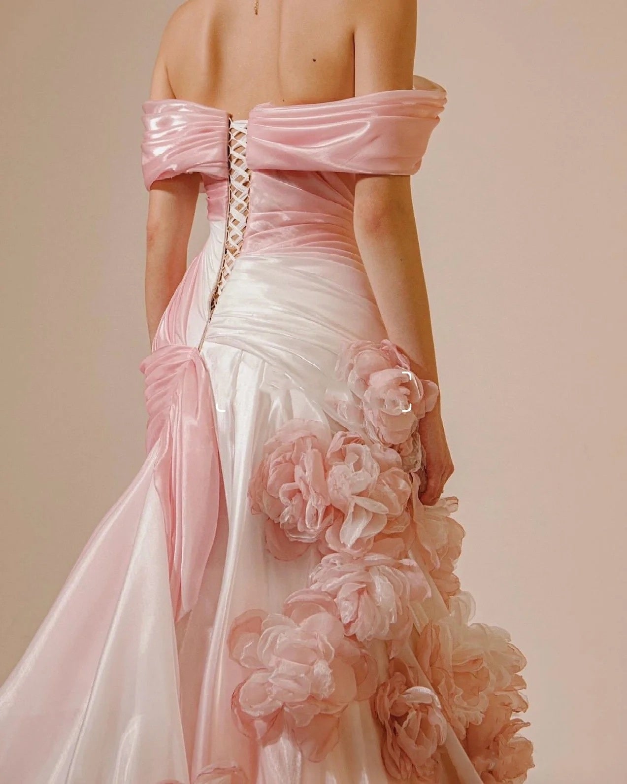 Sexy Mermaid Strapless Pink Long Floral Classy Prom Dress Party Dress