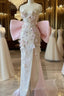 Sexy Mermaid Strapless Pink Sequin Long Floral Evening Prom Dress Party Dress