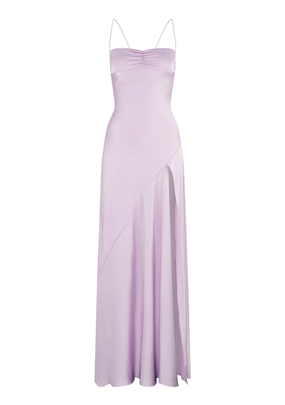 Sexy Mermaid Straps Lilac Slit Long Classy Prom Dress