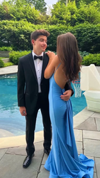 Sexy Mermaid Straps Neckline Backles Blue Long Classy Prom Dress