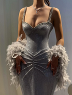 Sexy Mermaid Straps Silver Sequin Long Classy Prom Dress Party Dress 20Th Birthday Outfits Graduation Dress