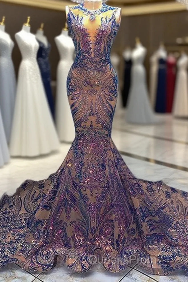 Sexy Mermaid Style Sequin African Women Black Girls Gala Celebrity Evening Prom Party Night Gowns Main image