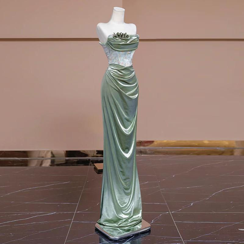 Sexy Mermaid Sweetheart Green Long Classy Evening Dress Satin Classy Prom Dress Secondary image