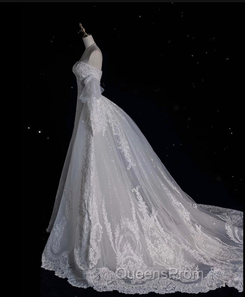 Sexy Mermaid Sweetheart Long Sleeves White Lace Wedding Dress Brides Dress Secondary image