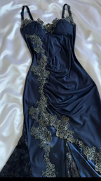 Sexy Navy Blue Mermaid Lace Classy Prom Dress Party Dress