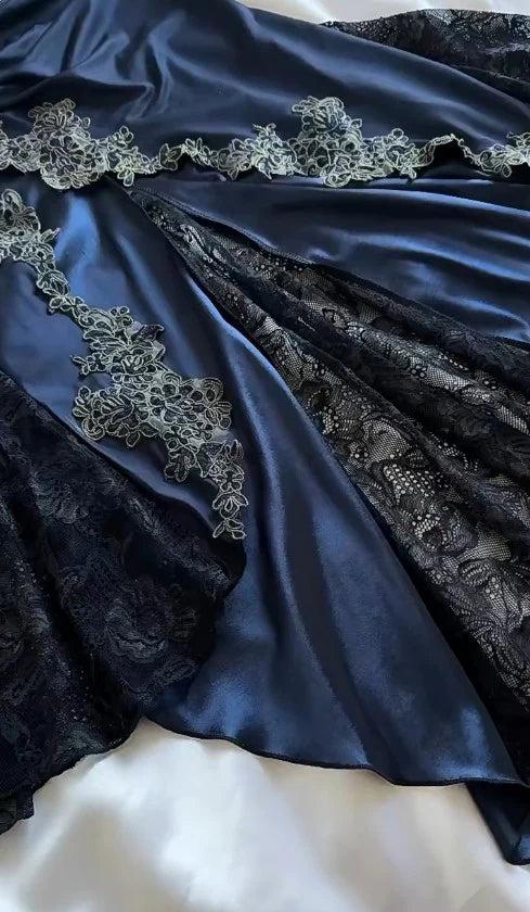 Sexy Navy Blue Mermaid Lace Classy Prom Dress Party Dress