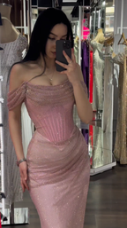 Sexy Off-Shoulder Sleeveless Mermaid Satin Long Classy Evening Classy Prom Dress